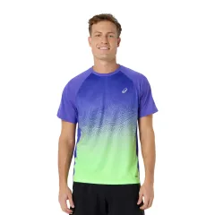 Чоловіча футболка ASICS Road Fade SS Top Cobalt Burst/Illuminate Green, Колір: фіолетовий, Розмір: L 