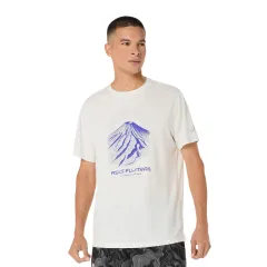 Чоловіча футболка ASICS Fujitrail Logo SS Top Cream Cobalt Burst/Cool Grey, Колір: білий, Розмір: XL 