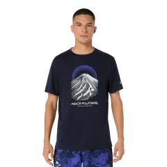 Чоловіча футболка ASICS Fujitrail Logo SS Top Midnight/Cobalt Burst/Cool Grey, Колір: темно-синій, Розмір: M 