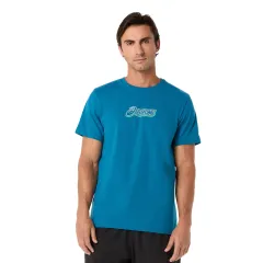 Чоловіча футболка ASICS Logo Graphic Tee 2031F334-400 Dark Teal, Колір: блакитний, Розмір: M 