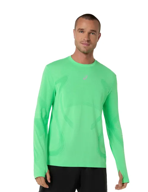 Чоловічий лонгслів ASICS Road Seamless LS Top Vital Green Illuminate, Колір: Голубой, Розмір: M 
