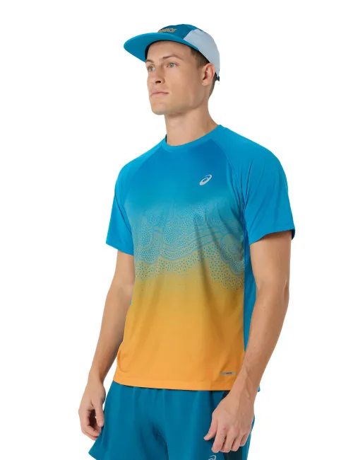 Чоловіча футболка ASICS Road Fade SS Top Aegean Blue/Yamabuki, Колір: блакитний, Розмір: M – зображення 3
