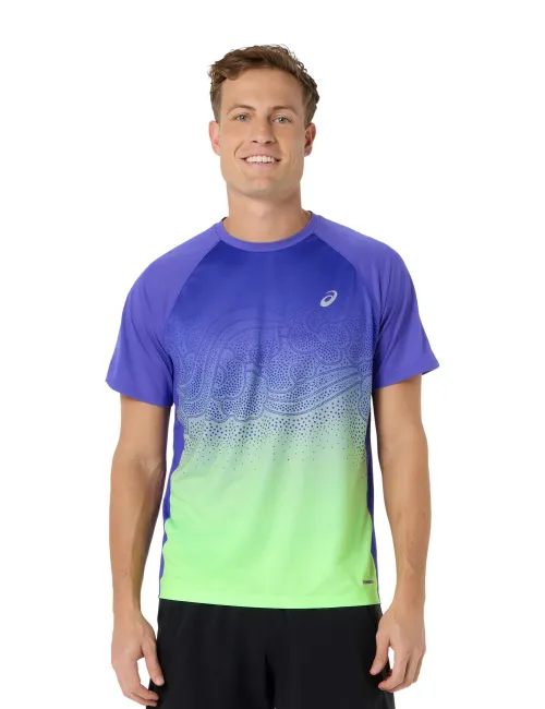 Чоловіча футболка ASICS Road Fade SS Top 2011D512-401 Cobalt Burst/Illuminate Green, Колір: синий, Розмір: M 