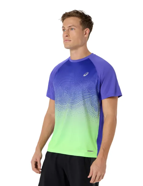 Чоловіча футболка ASICS Road Fade SS Top Cobalt Burst/Illuminate Green, Колір: фіолетовий, Розмір: M – зображення 3