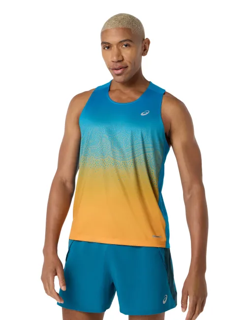 Мужская майка ASICS Road Fade Singlet Aegean Blue/Yamabuki, Цвет: голубой с желтым, Размер: M – изображение 3
