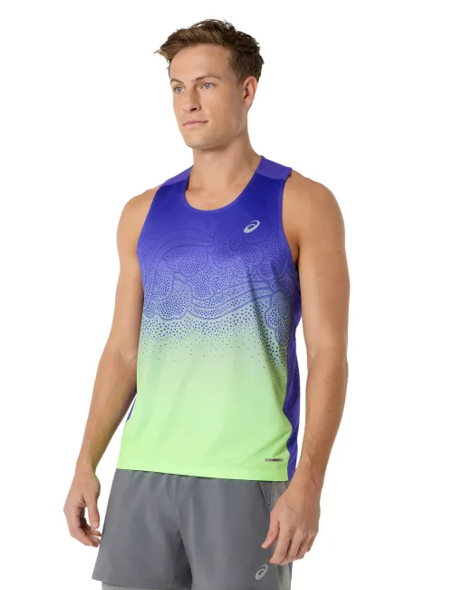 Мужская майка ASICS Road Fade Singlet Cobalt Burst/Illumnate Green, Цвет: сине-фиолетовый с салатовым, Размер: M – изображение 3