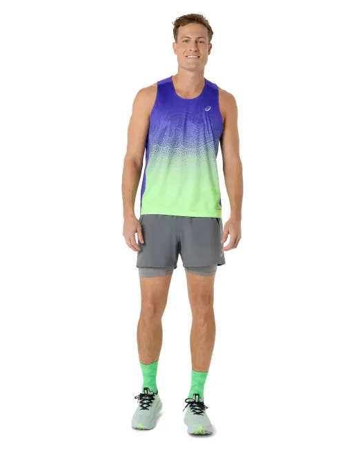 Мужская майка ASICS Road Fade Singlet Cobalt Burst/Illumnate Green, Цвет: сине-фиолетовый с салатовым, Размер: M – изображение 5