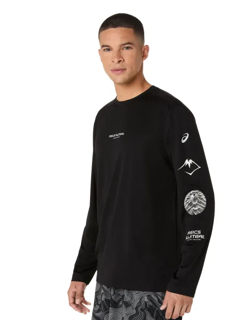 Чоловічий лонгслів ASICS Fujitrail Logo LS Top Performance Black/Carrier Grey/Cool Grey, Колір: чорний, Розмір: XL – зображення 3