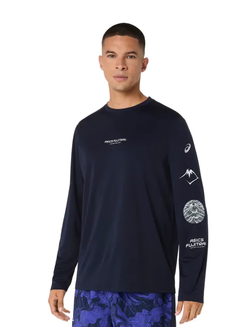Чоловічий лонгслів ASICS Fujitrail Logo LS Top Midnight/Cobalt Burst/Cool Grey, Колір: Темно-синий, Розмір: M 