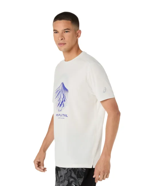 Чоловіча футболка ASICS Fujitrail Logo SS Top Cream Cobalt Burst/Cool Grey, Колір: білий, Розмір: XL – зображення 3