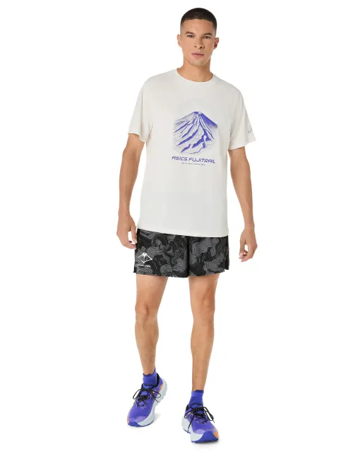 Чоловіча футболка ASICS Fujitrail Logo SS Top Cream Cobalt Burst/Cool Grey, Колір: білий, Розмір: XL – зображення 5