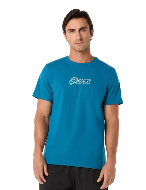 Чоловіча футболка ASICS Logo Graphic Tee 2031F334-400 Dark Teal, Колір: блакитний, Розмір: M 