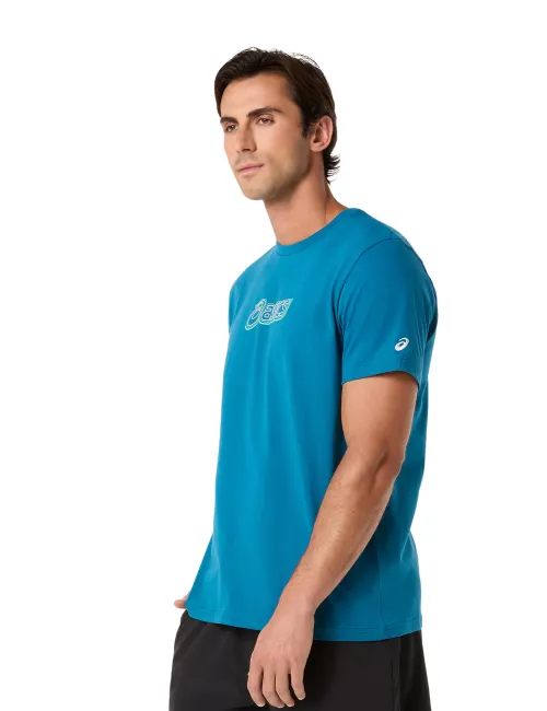 Чоловіча футболка ASICS Logo Graphic Tee 2031F334-400 Dark Teal, Колір: блакитний, Розмір: S – зображення 3